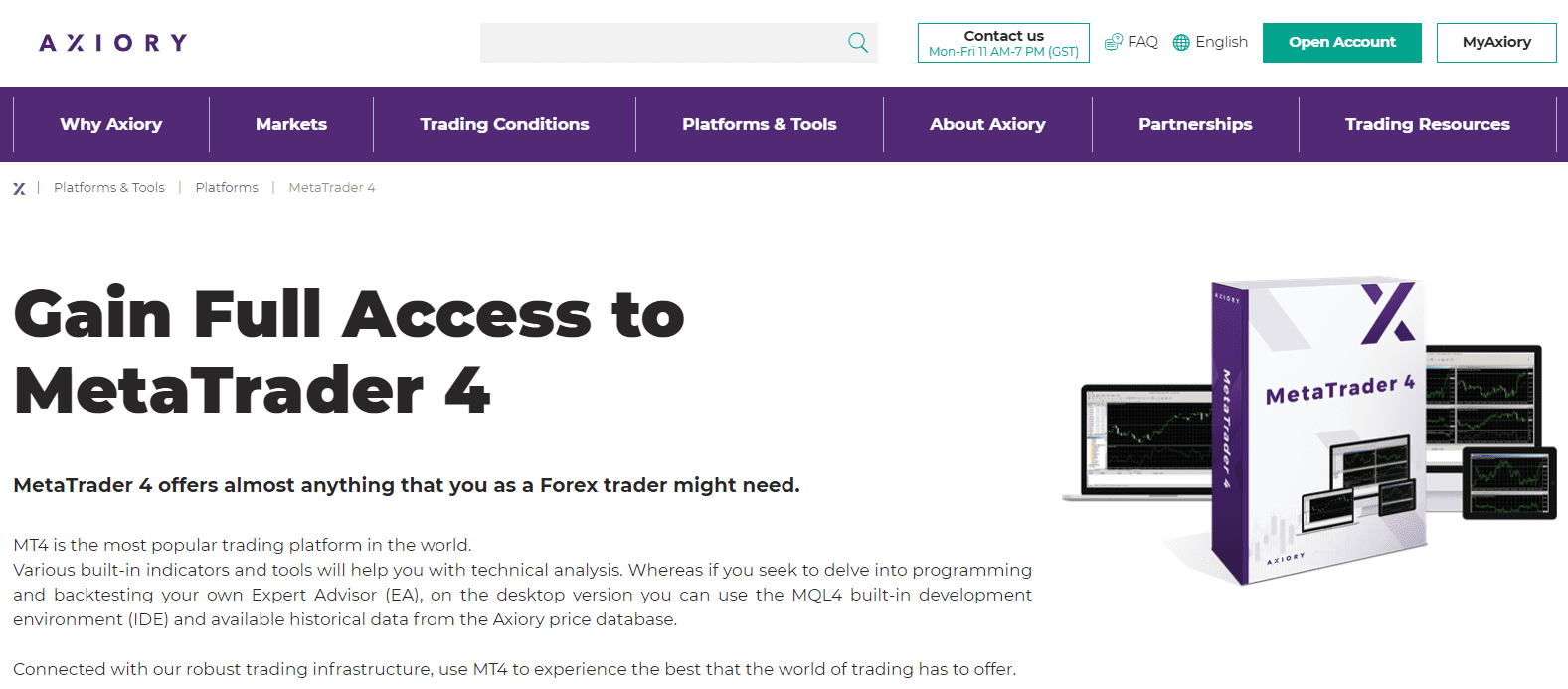 Axiory Review MT4 platform Axiory Review MT4 platform